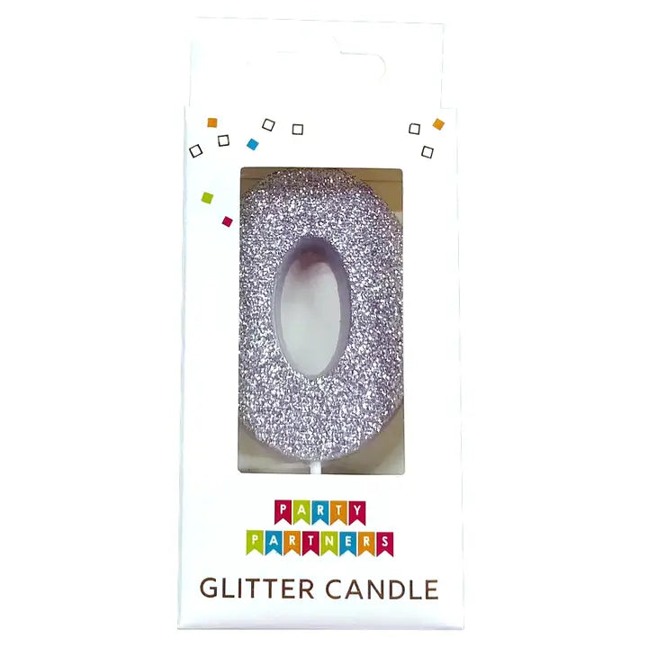 Silver Glitter Number 0-9 Candle Set