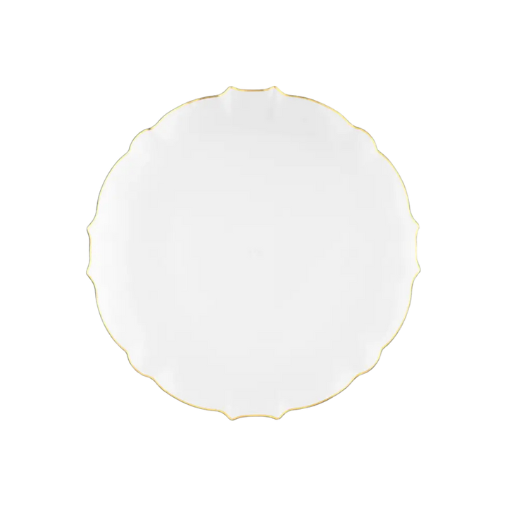 White Gold Rimmed Plastic Large Dinner Plates