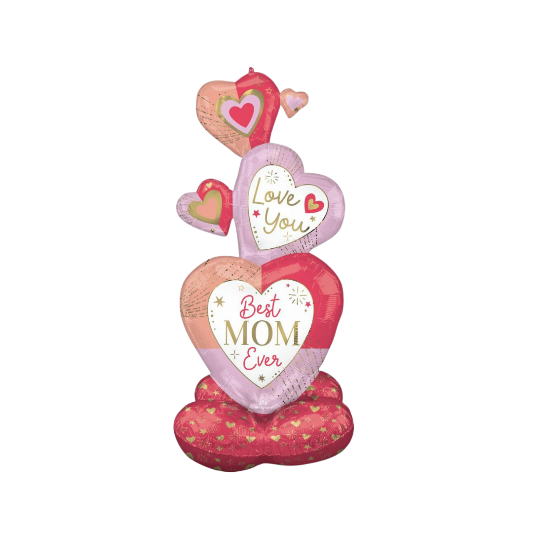 Life-Size Stacked Hearts Mother's Day Foil Balloons, 55 in