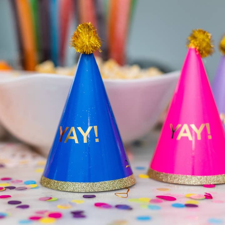 "Yay!" Assorted Color Party Hats