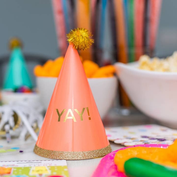 "Yay!" Assorted Color Party Hats