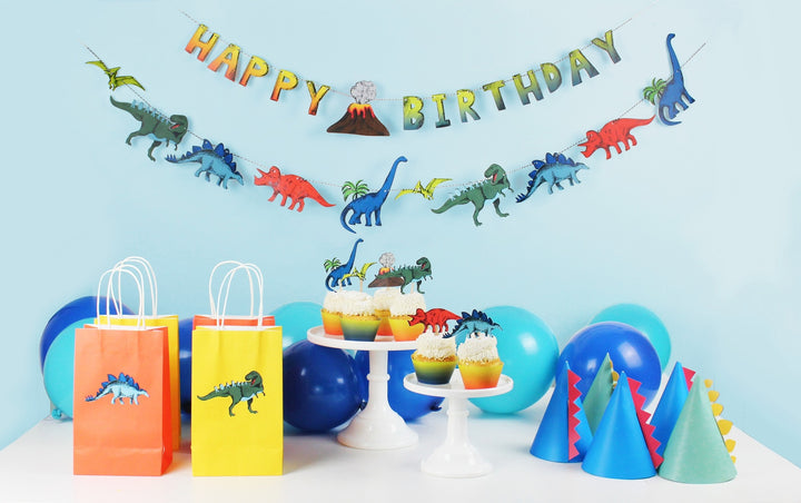 Blue and Green Dinosaur Party Hats