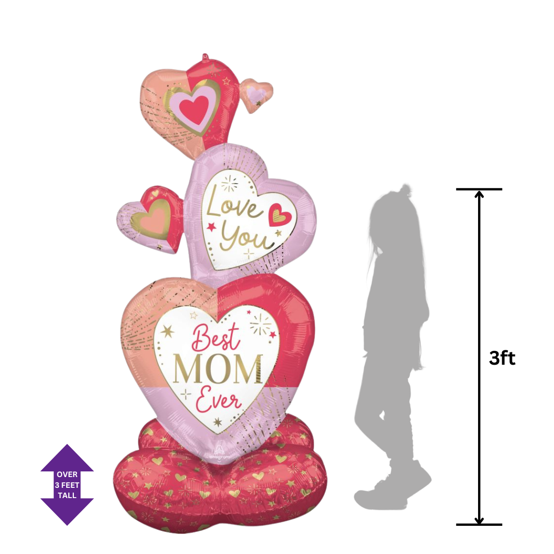 Life-Size Stacked Hearts Mother's Day Foil Balloons - Giant