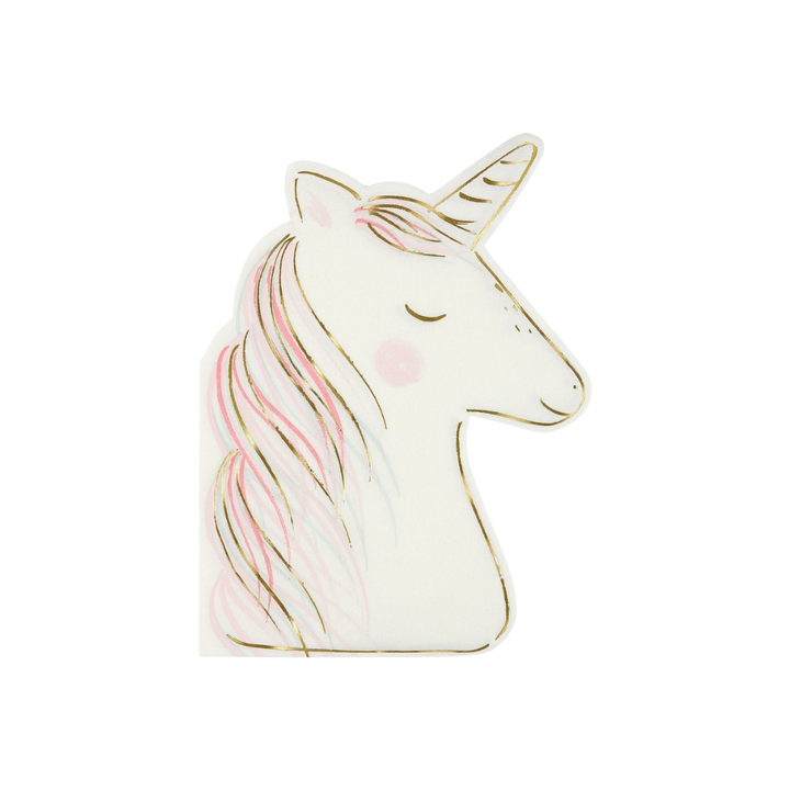 White and Gold Magical Unicorn Dinner Napkins