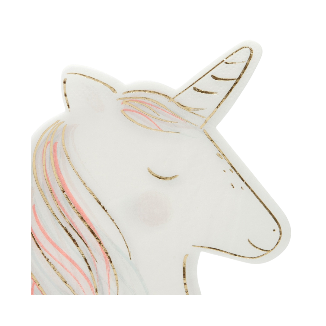 White and Gold Magical Unicorn Dinner Napkins