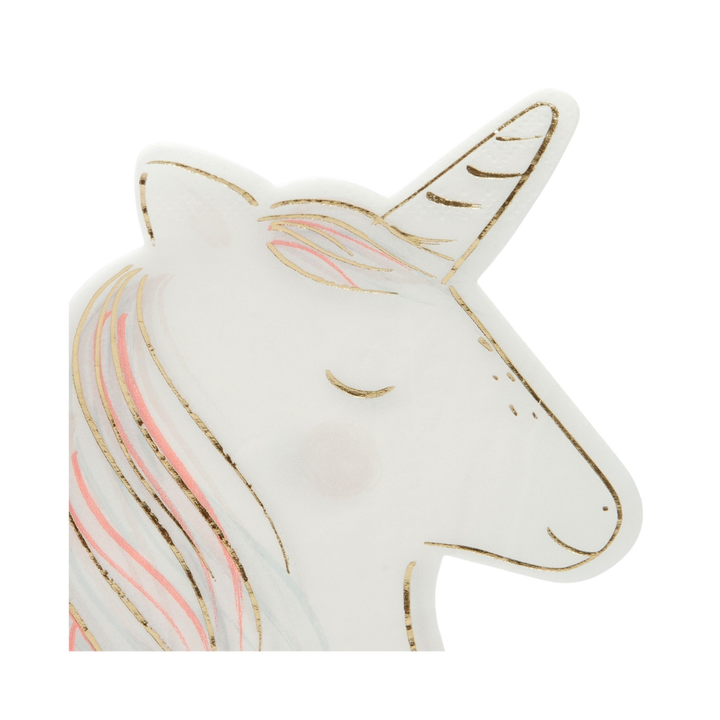 White and Gold Magical Unicorn Dinner Napkins