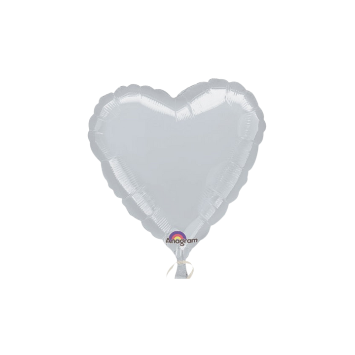 Silver Heart Foil Balloon, 18in