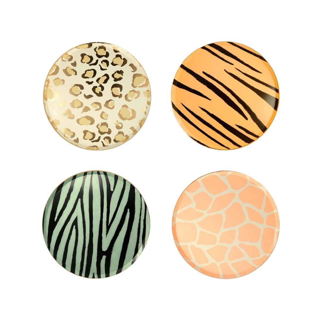 Yellow and Green Safari Animal Print Dessert Plates