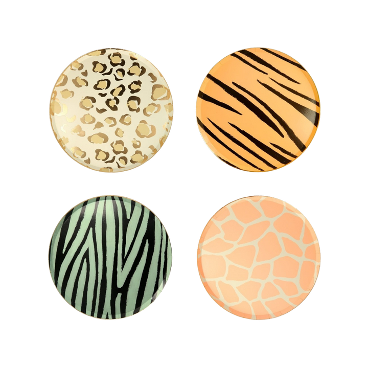 Yellow and Green Safari Animal Print Dessert Plates