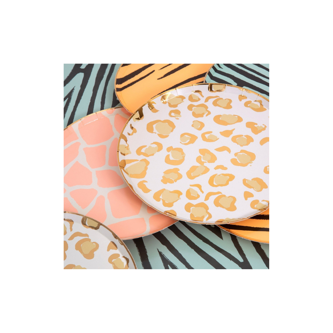 Yellow and Green Safari Animal Print Dessert Plates