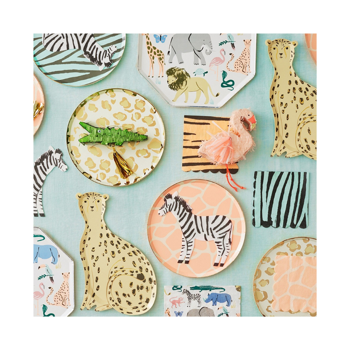 Yellow and Green Safari Animal Print Dessert Plates