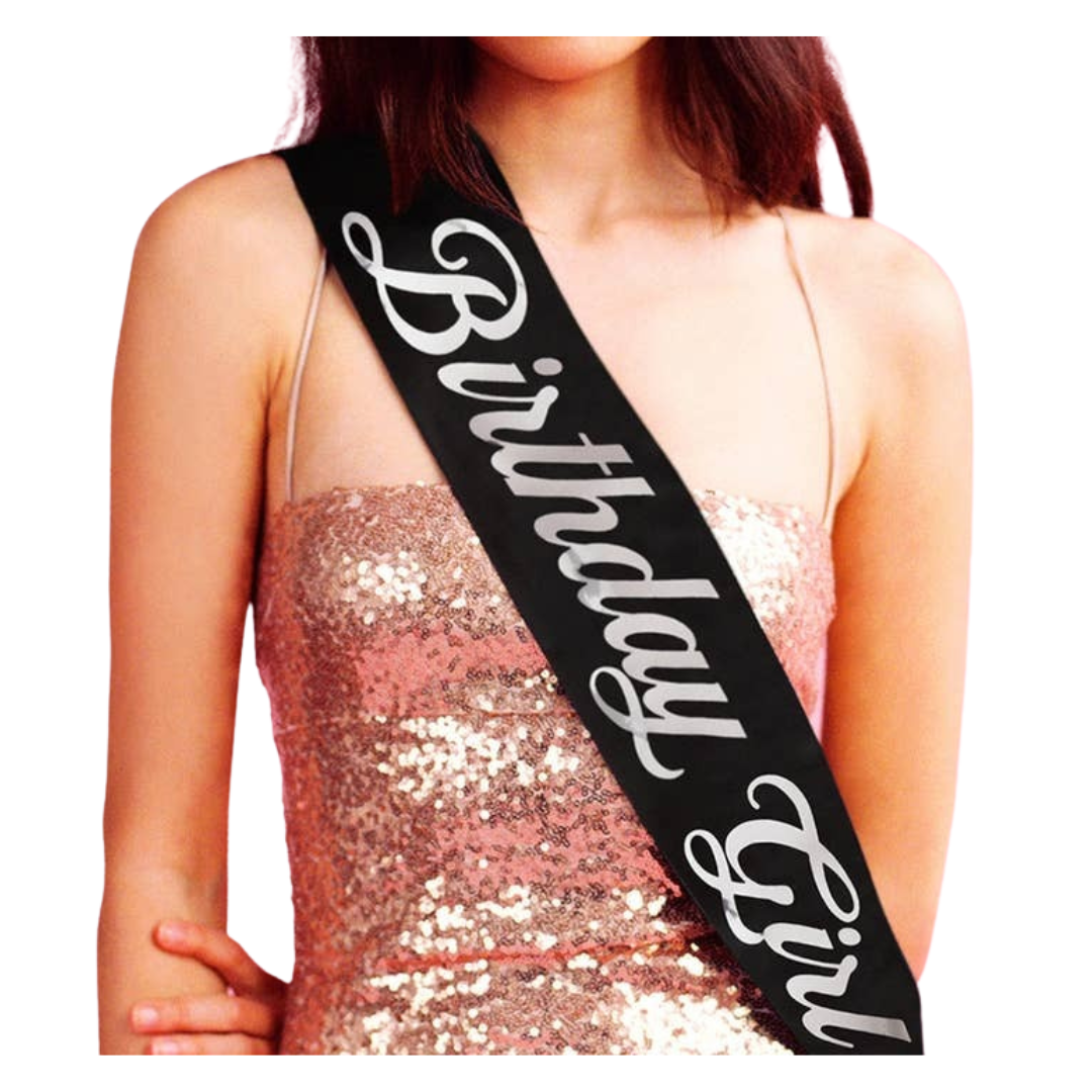 Birthday Girl Black and Silver Sash