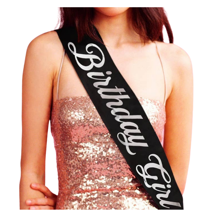 Birthday Girl Black and Silver Sash