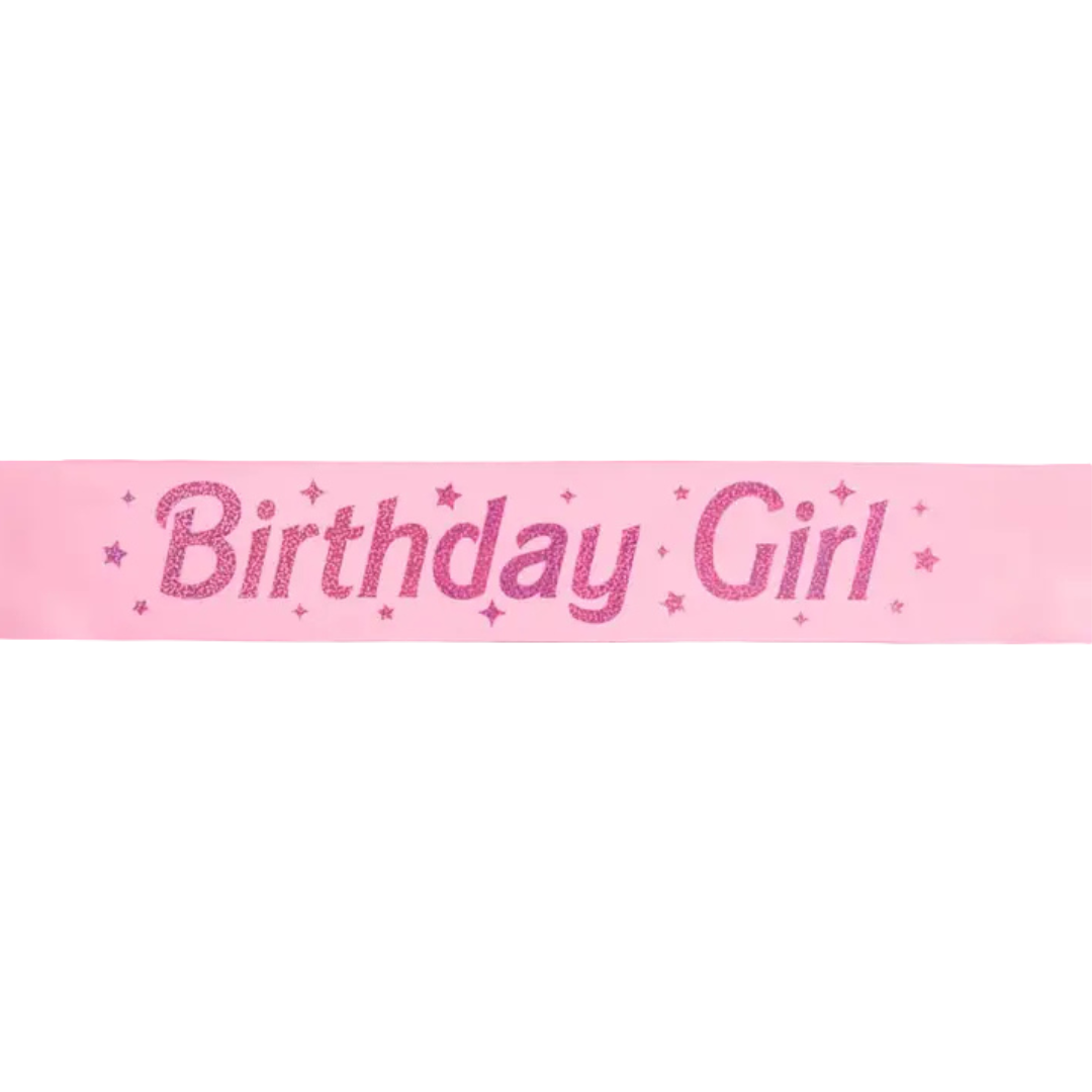 Birthday Girl Pink Glitter Sash