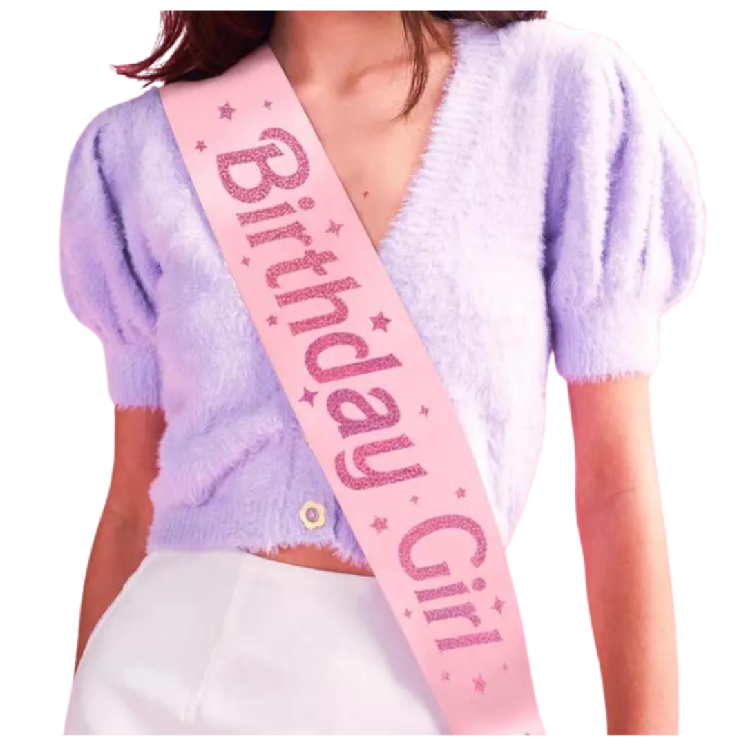 Birthday Girl Pink Glitter Sash