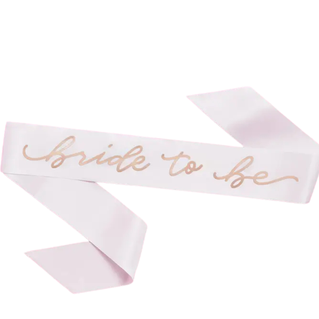 Bride to Be White and Gold Bachelorette Party Sash