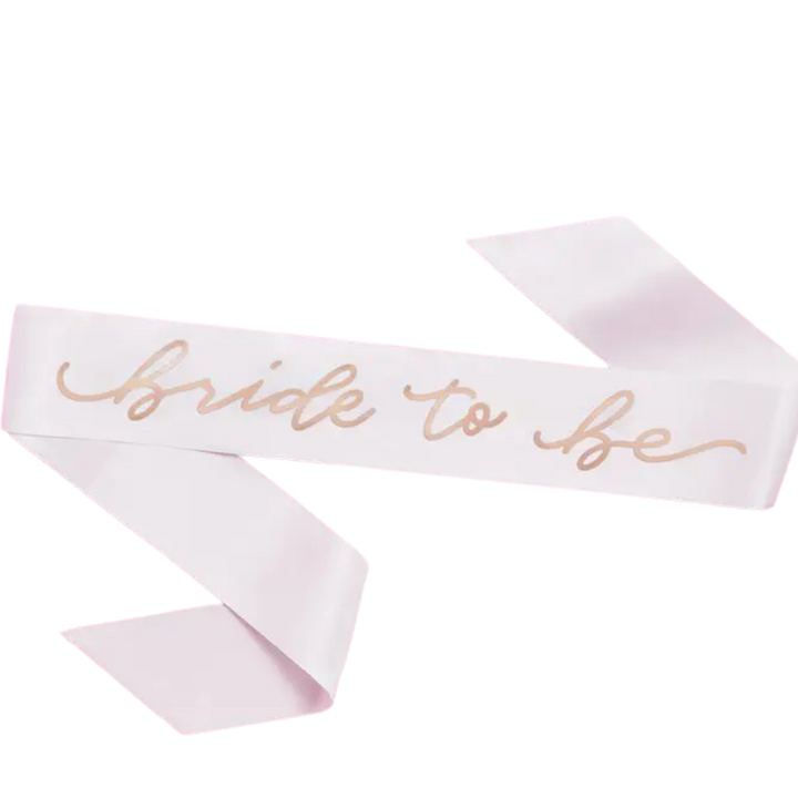 Bride to Be White and Gold Bachelorette Party Sash