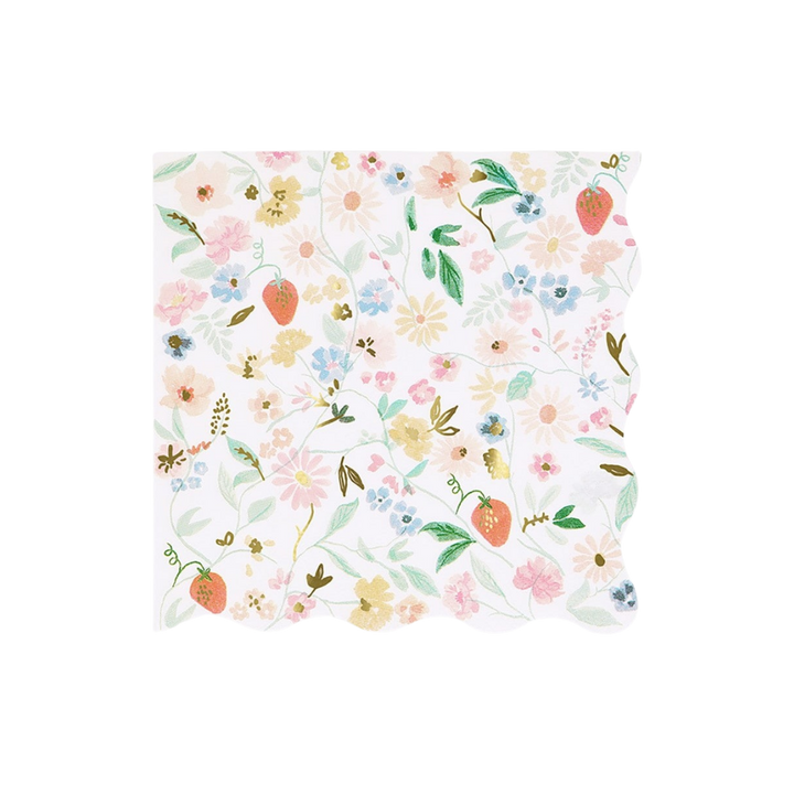 White Floral Dinner Napkins