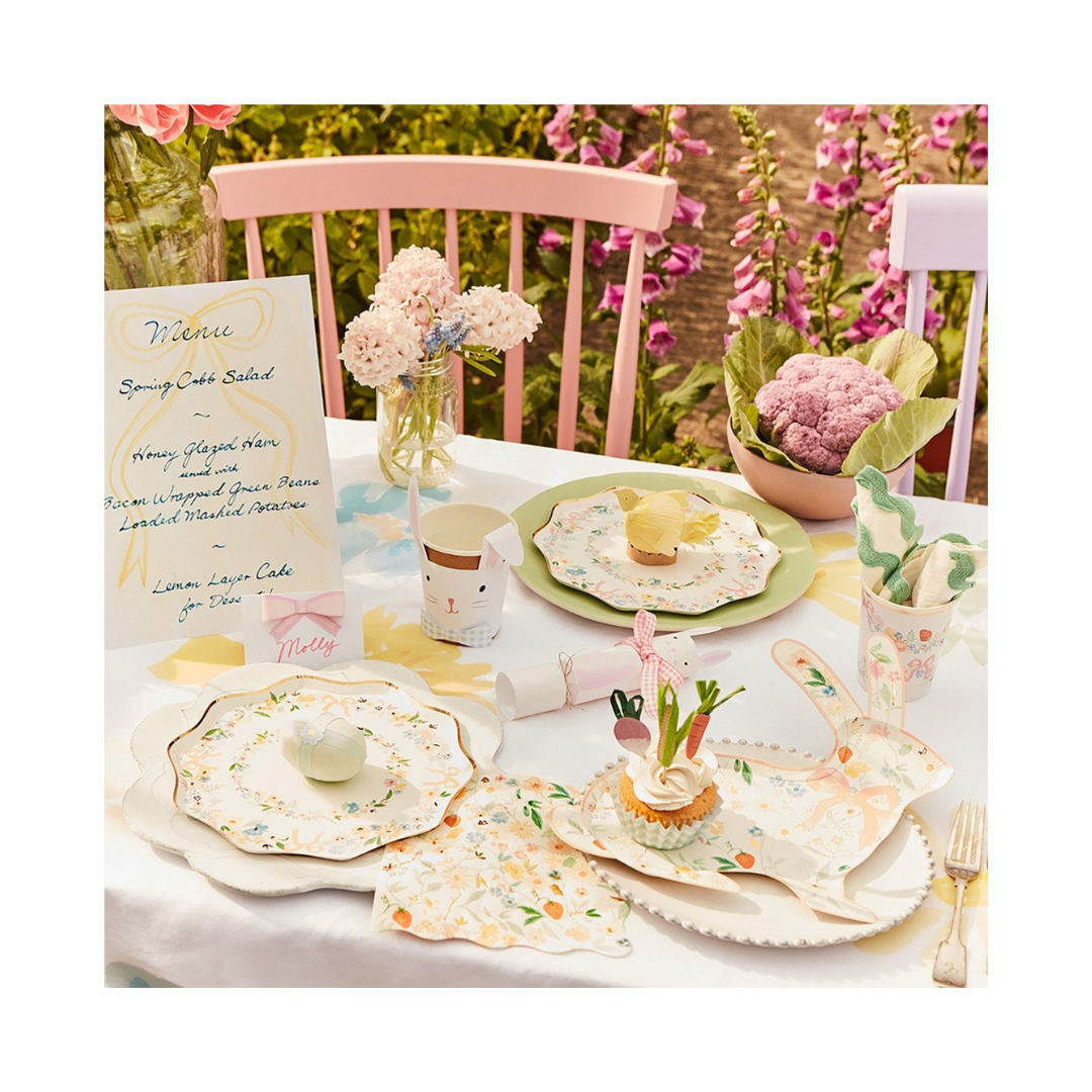 White Floral Dinner Napkins