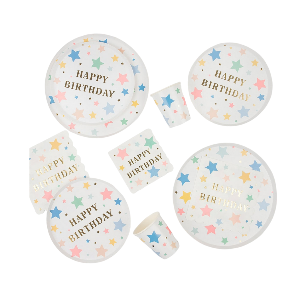 White Star Happy Birthday Dessert Plates