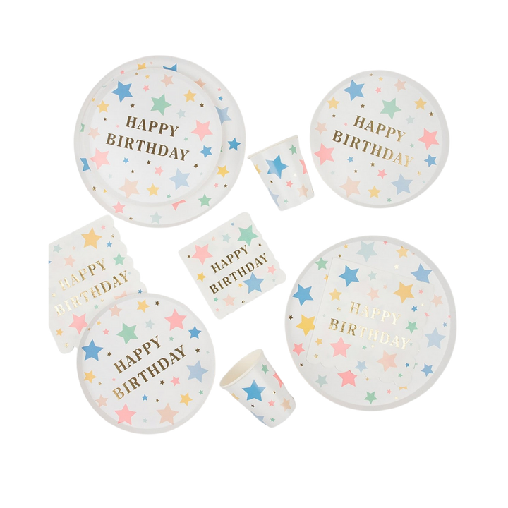 White Star Happy Birthday Dessert Plates