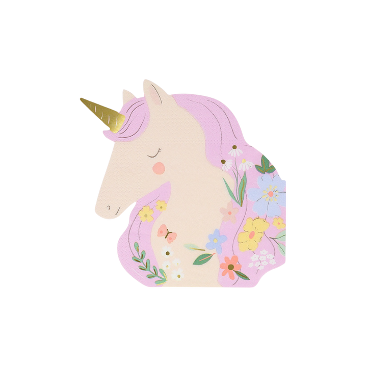 Purple and Beige Meadow Unicorn Dinner Napkins