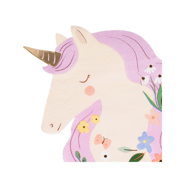 Purple and Beige Meadow Unicorn Dinner Napkins