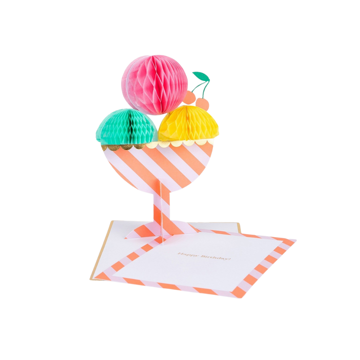 Pink Honeycomb Ice Cream Sundae Birthday Card