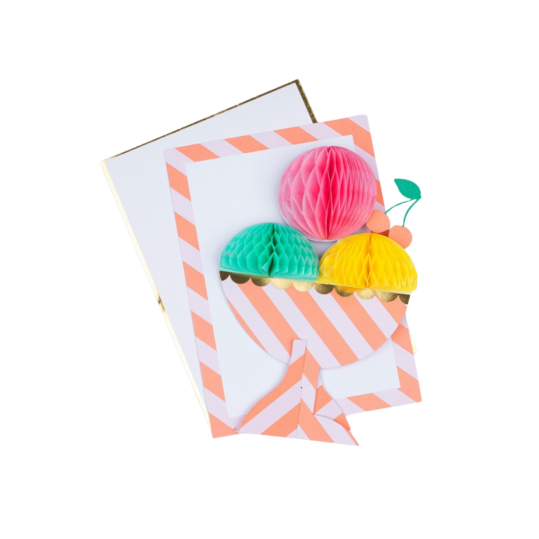 Pink Honeycomb Ice Cream Sundae Birthday Card