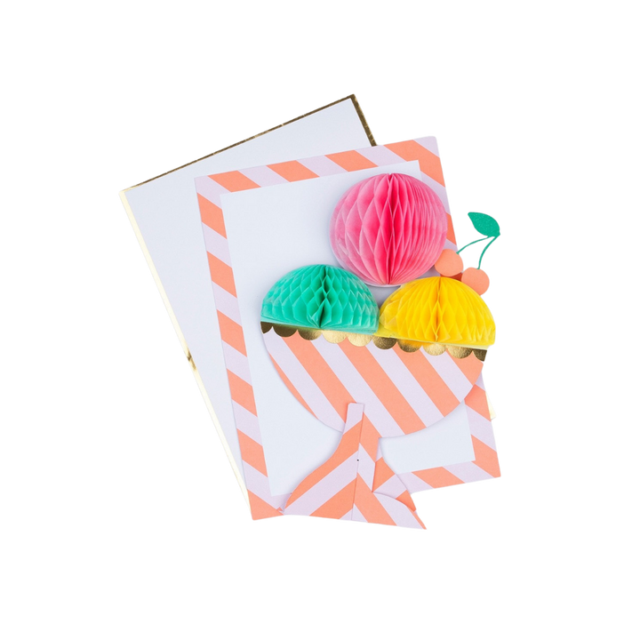 Pink Honeycomb Ice Cream Sundae Birthday Card