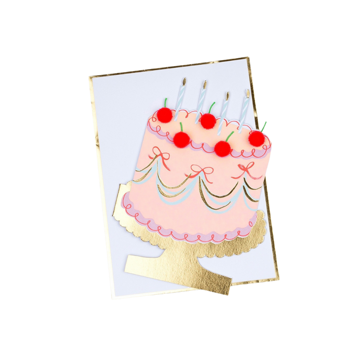 Pink Cherry Cake Birthday Card