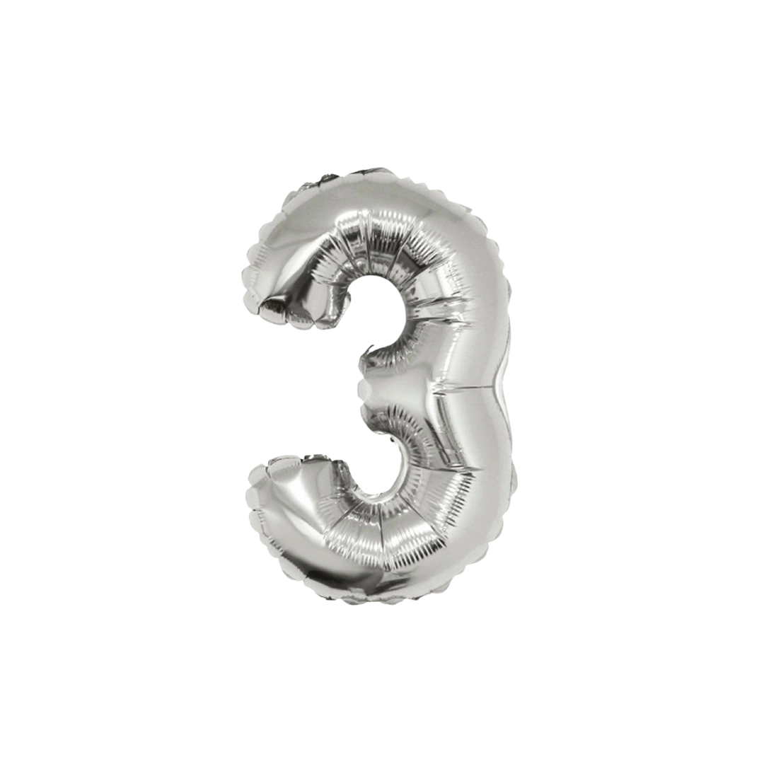 Silver Number 0 - 9 Foil Balloon, 34 in