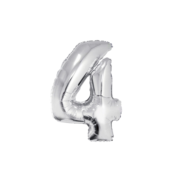 Silver Number 0 - 9 Foil Balloon, 34 in