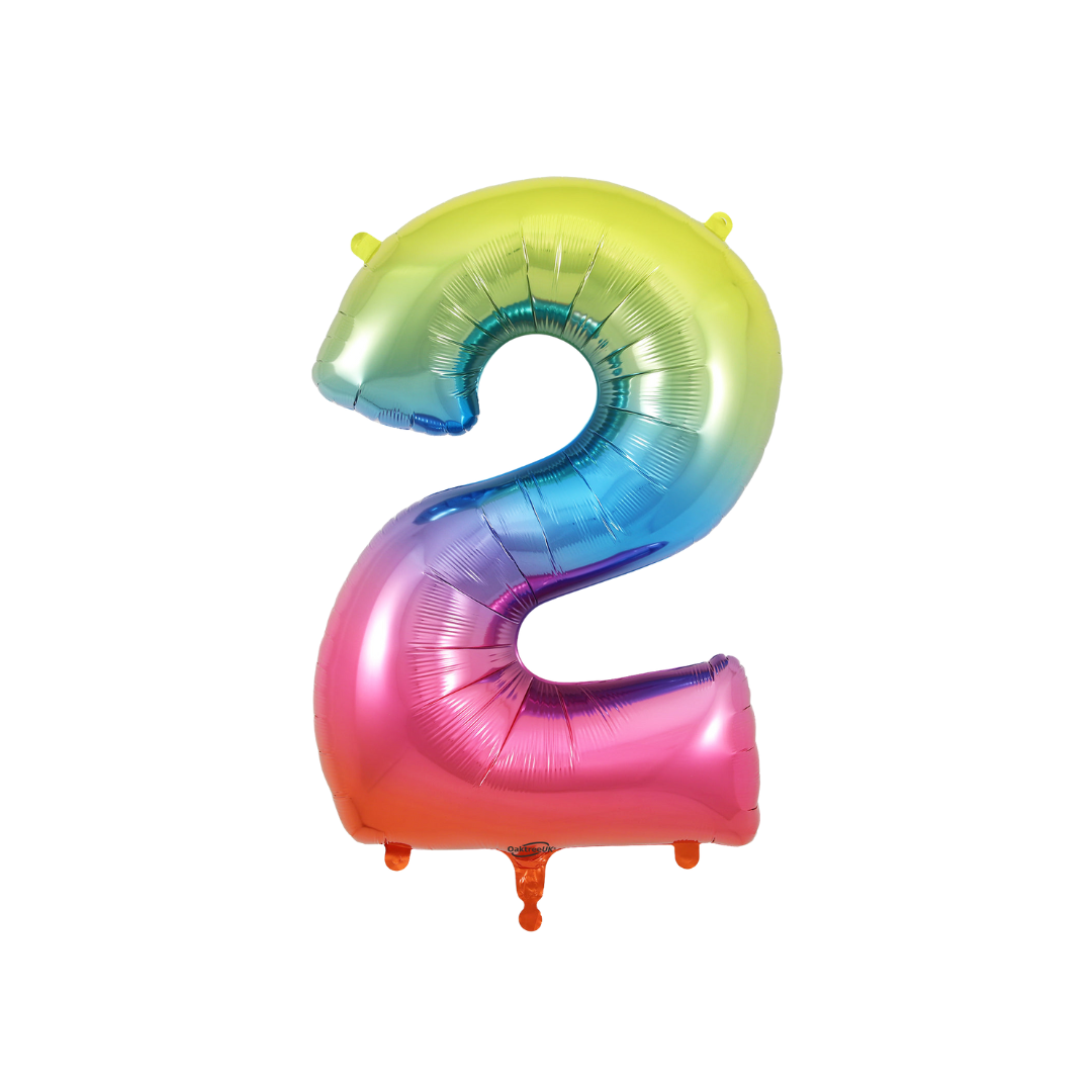 Rainbow Number 0 - 9 Foil Balloon, 34 in