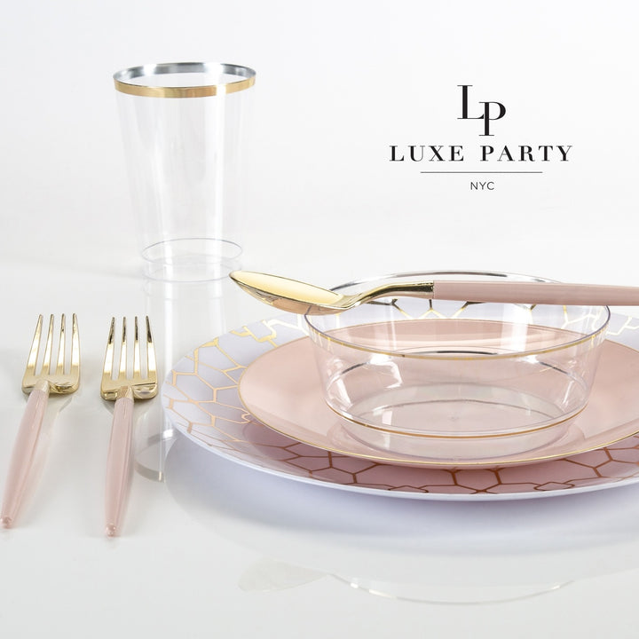 Blush and Gold Plastic Cutlery Set - 32 pcs