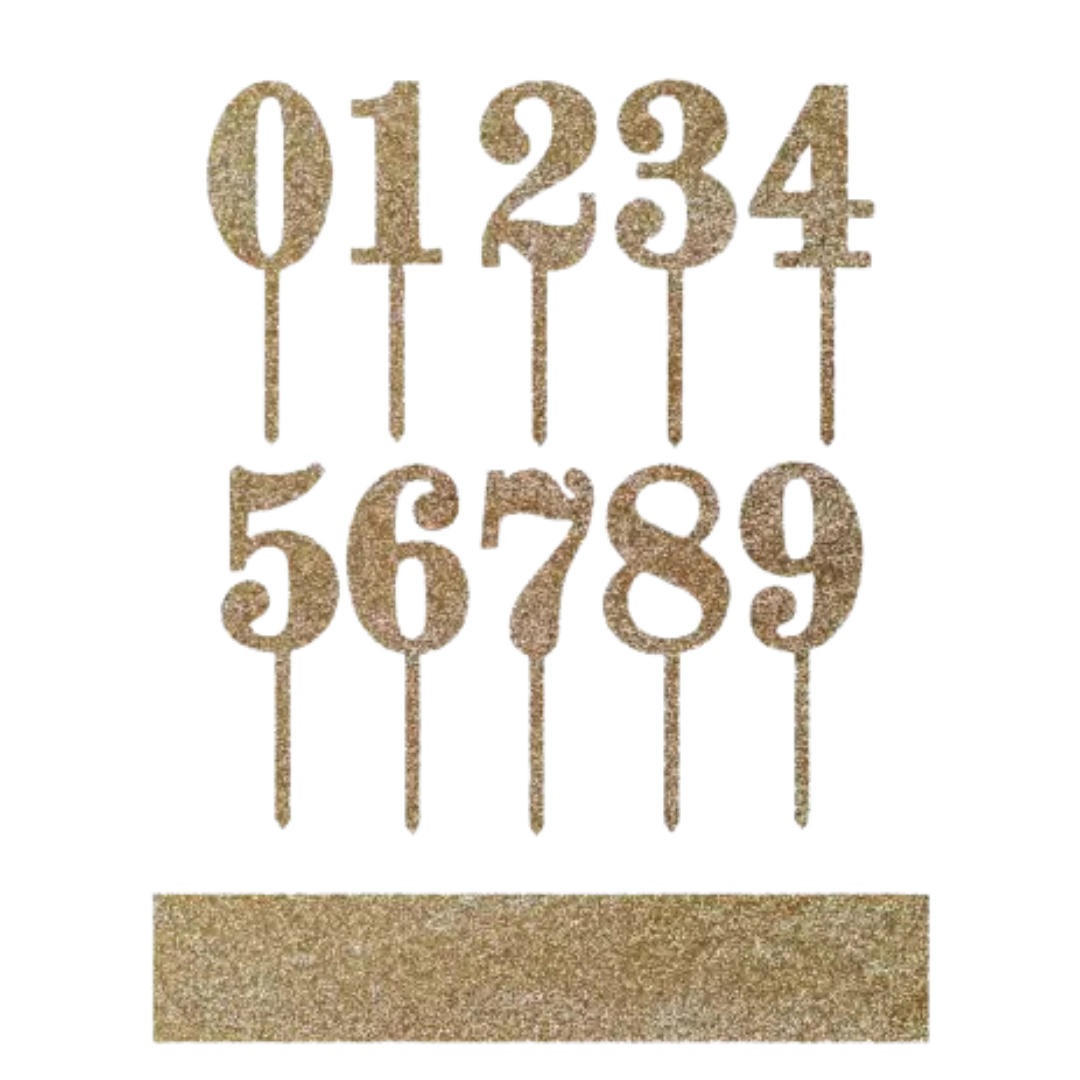 Gold Glitter 0-9 Number Acrylic Cake Toppers