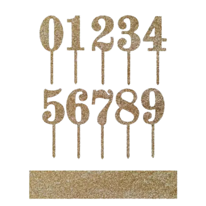 Gold Glitter 0-9 Number Acrylic Cake Toppers