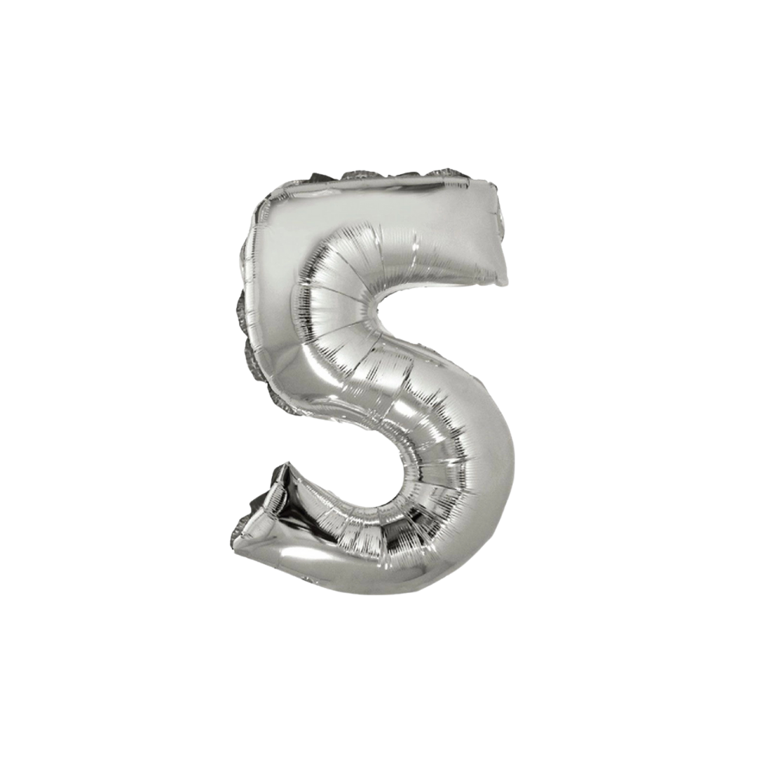 Silver Number 0 - 9 Foil Balloon, 34 in