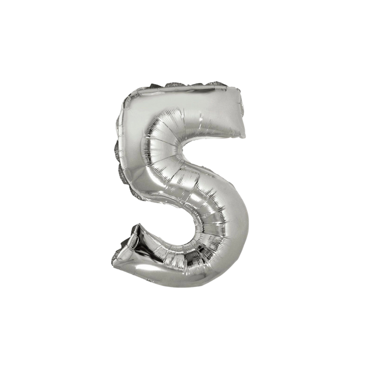 Silver Number 0 - 9 Foil Balloon, 34 in