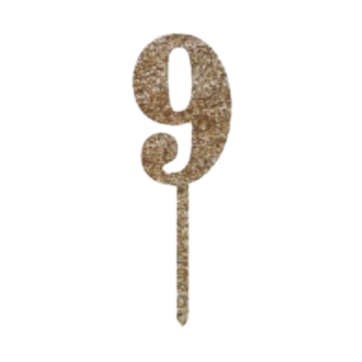 Gold Glitter 0-9 Number Acrylic Cake Toppers