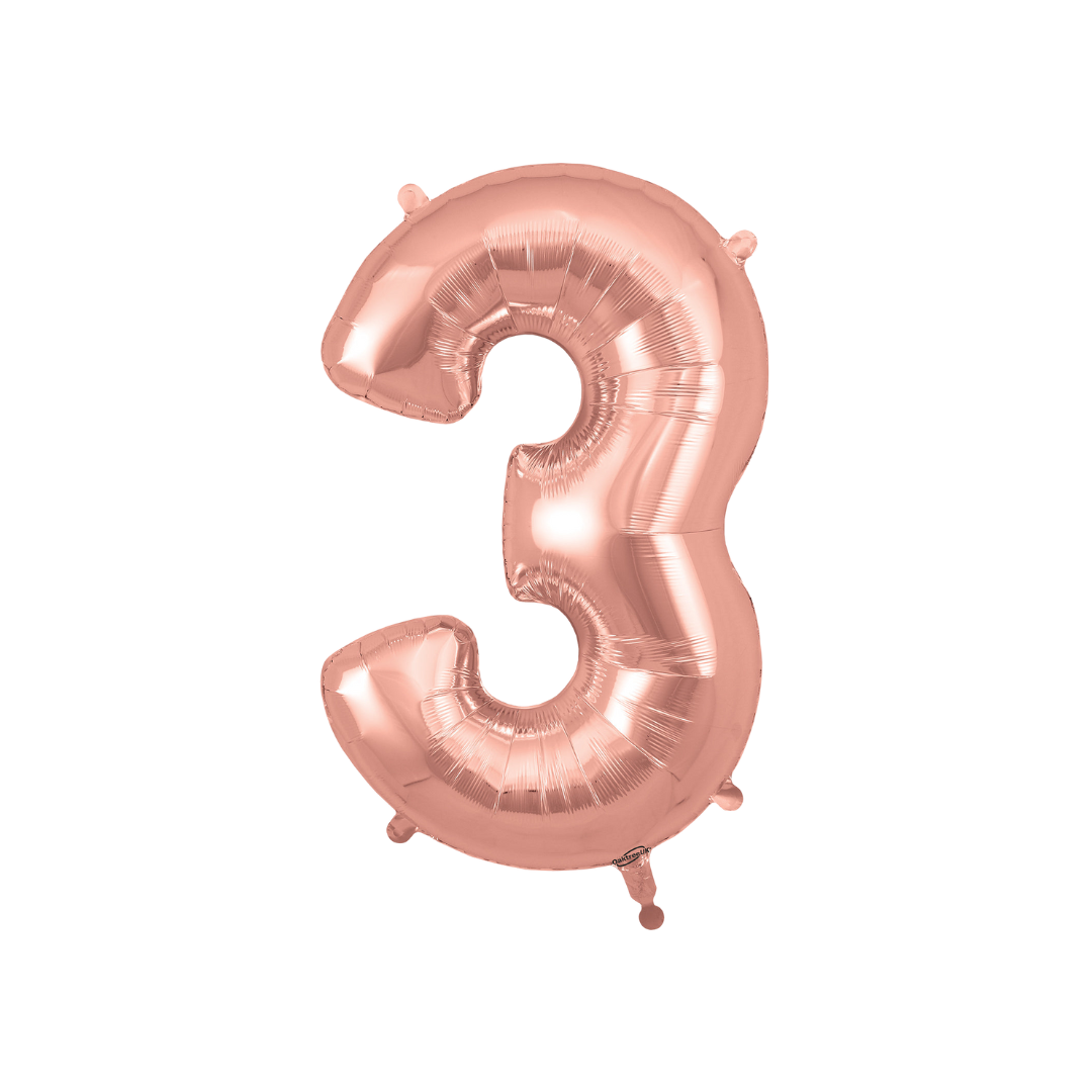 Rose Gold Number 0 - 9 Foil Balloon, 34 in