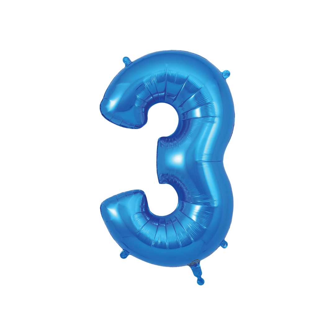 Blue Number 0 - 9 Foil Balloon, 34 in