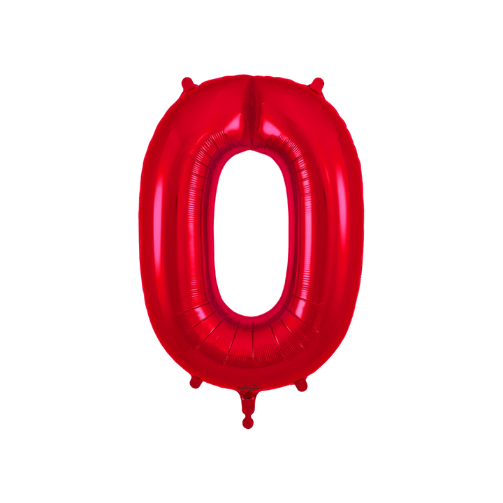 Red Number 0 - 9 Foil Balloon, 34 in