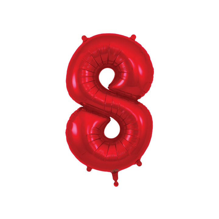 Red Number 0 - 9 Foil Balloon, 34 in