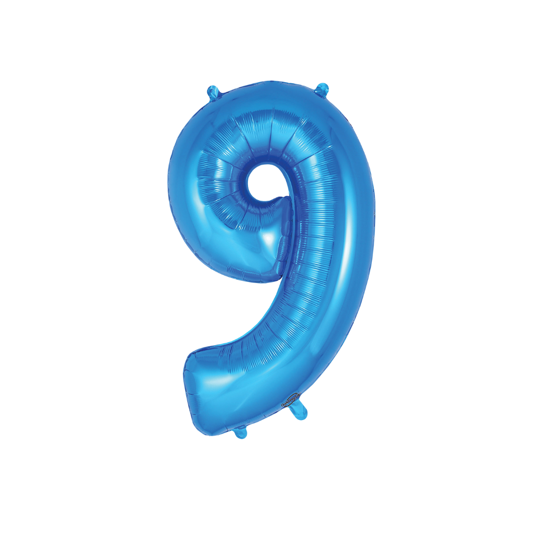 Blue Number 0 - 9 Foil Balloon, 34 in