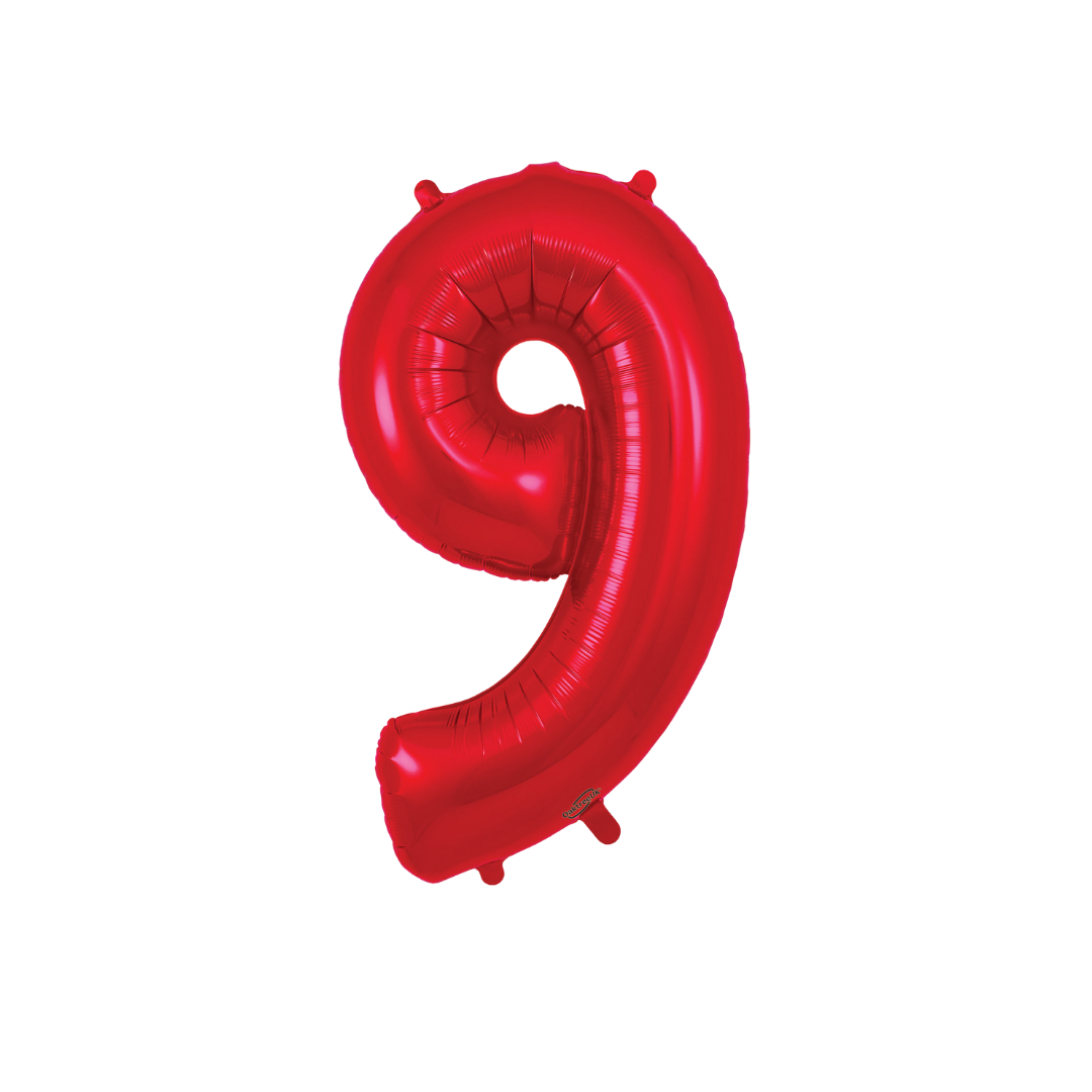 Red Number 0 - 9 Foil Balloon, 34 in