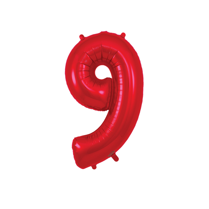 Red Number 0 - 9 Foil Balloon, 34 in