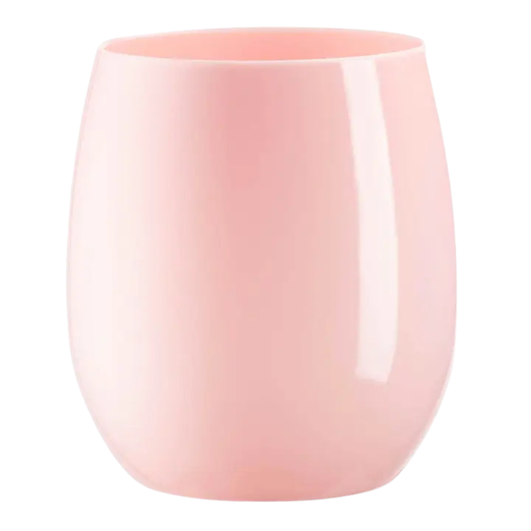 Solid Pink Elegant Stemless Plastic Wine Glasses