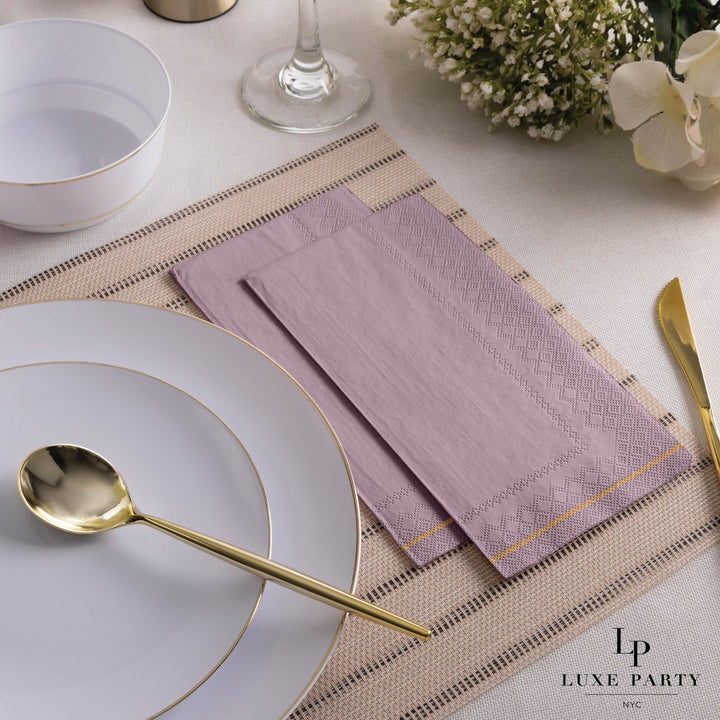 Mauve with Gold Stripe Guest Napkins