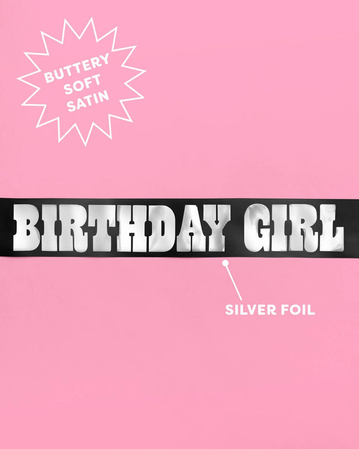 Birthday Girl Black and Iridescent Western Sash